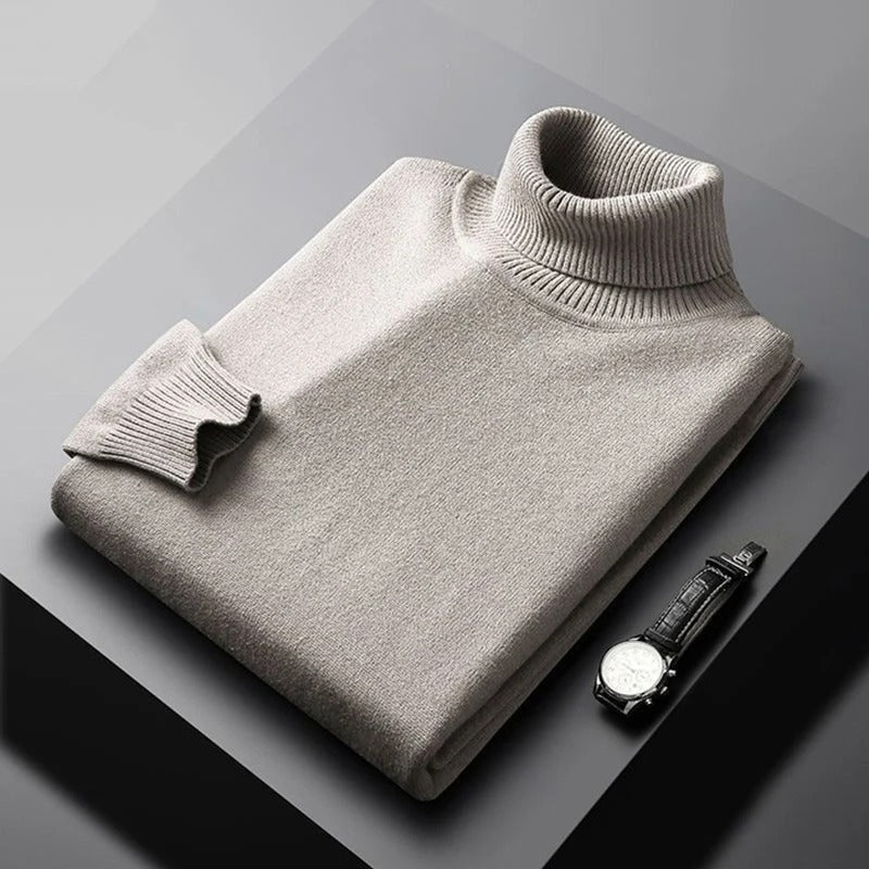 Herre Turtleneck Sweater Blød Bomuldsblanding Klassisk Design