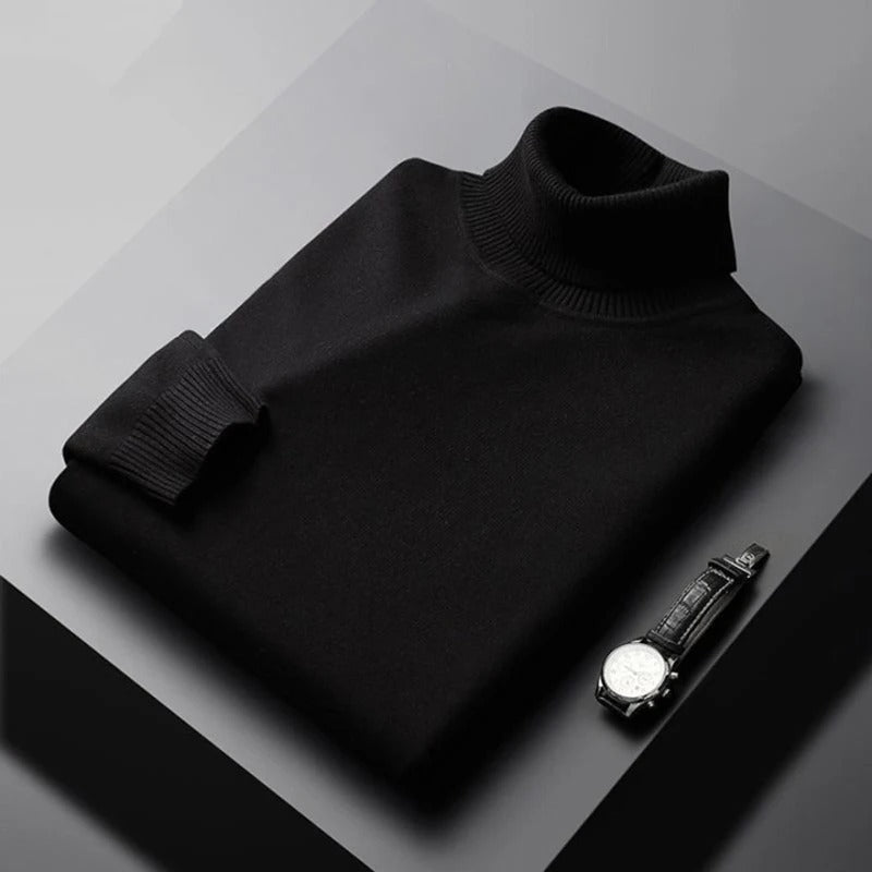 Herre Turtleneck Sweater Blød Bomuldsblanding Klassisk Design
