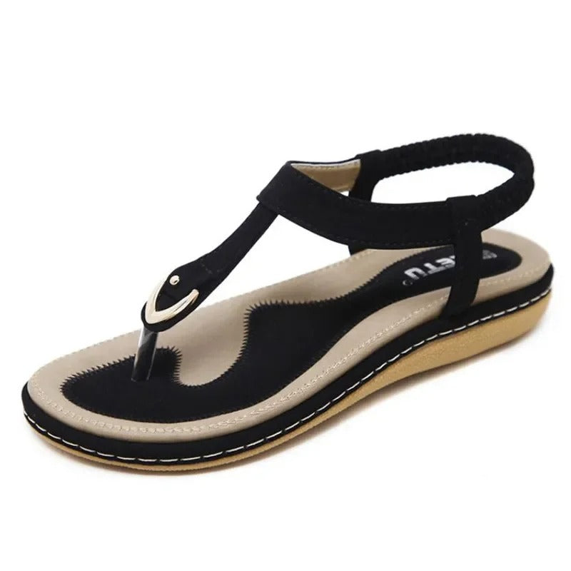 Flade sandaler med elastisk ankelrem til kvinder