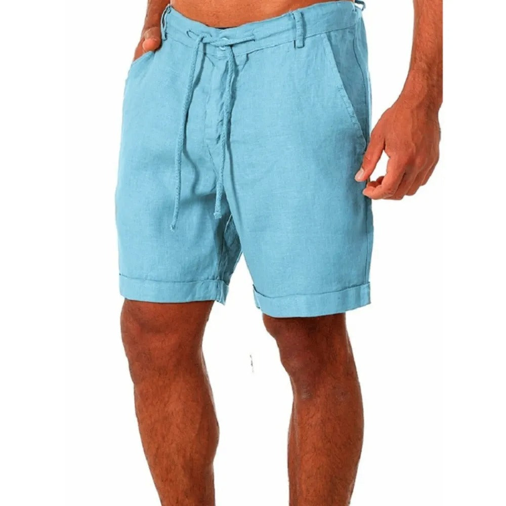 Shorts i bomuld og hør til mænd
