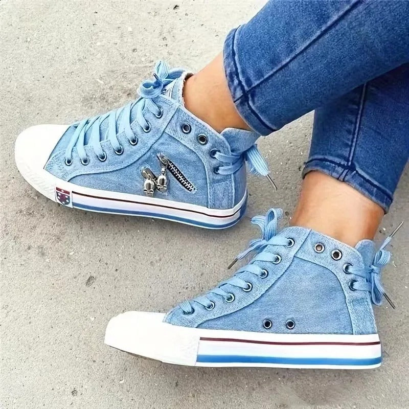 Denim Hi-Top Sneakers til kvinder