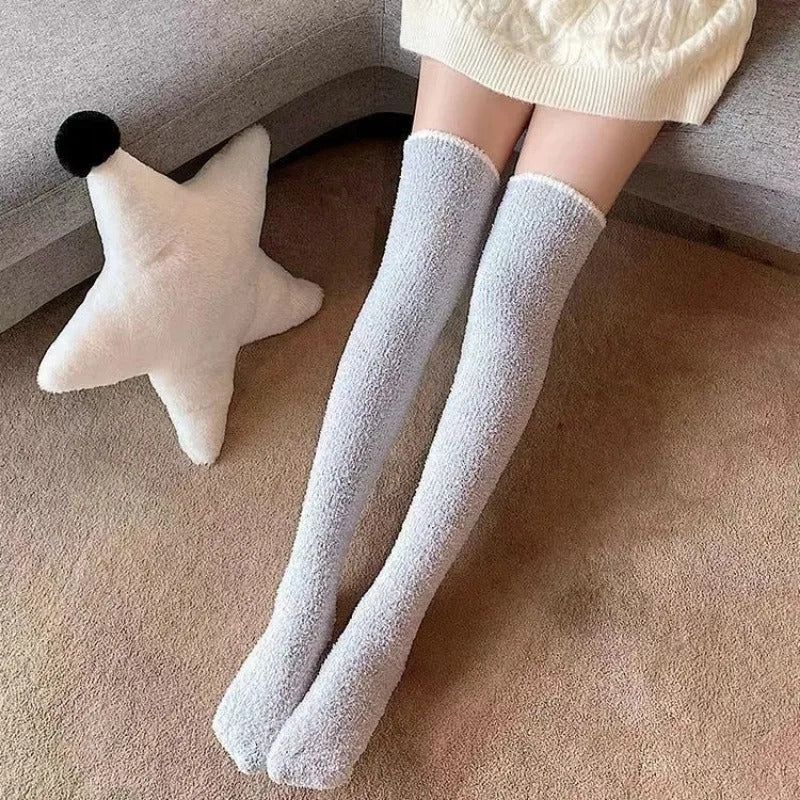 Coral Fleece Over-knæ høje sokker