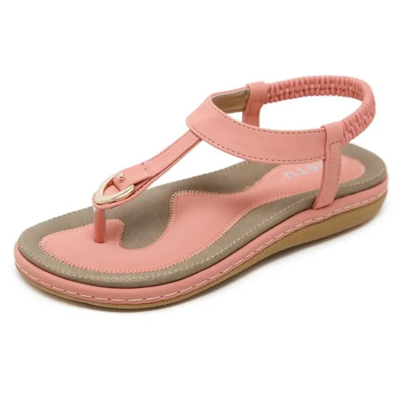 Flade sandaler med elastisk ankelrem til kvinder