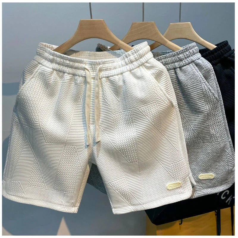 Mænds bølgemønster shorts med snoretræk