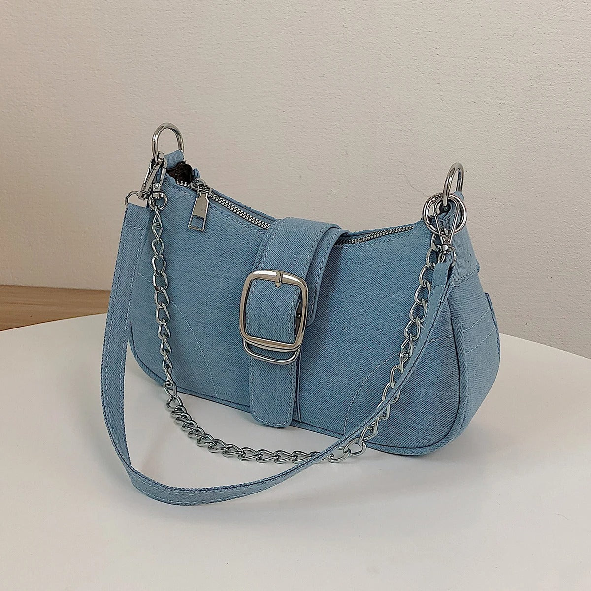 Denim crossbody-taske til kvinder