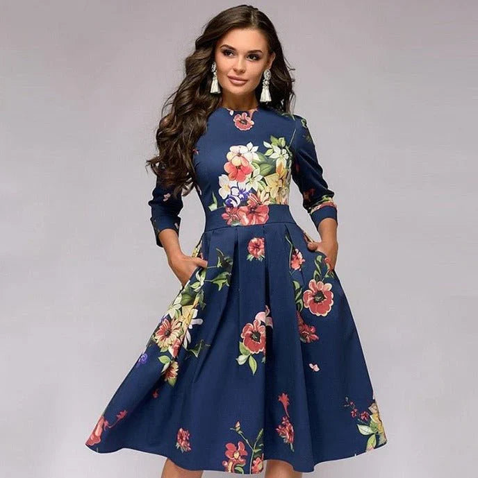 Dame Midi Kjole Elegant Design Polyester til Fest og Sommer-6