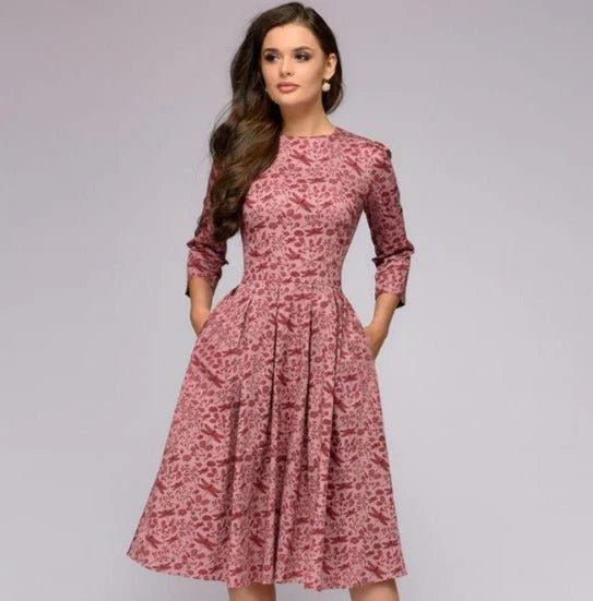 Dame Midi Kjole Elegant Design Polyester til Fest og Sommer-3