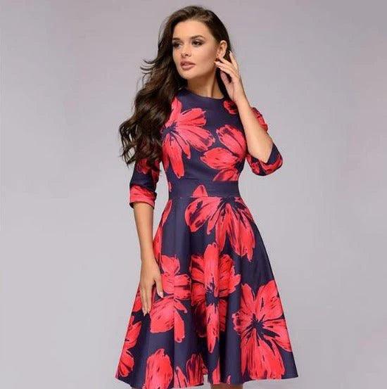 Dame Midi Kjole Elegant Design Polyester til Fest og Sommer-4