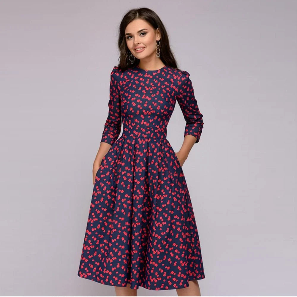 Dame Midi Kjole Elegant Design Polyester til Fest og Sommer-5