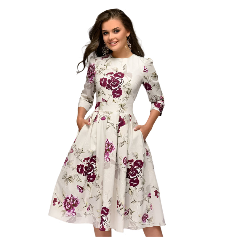 Dame Midi Kjole Elegant Design Polyester til Fest og Sommer-1