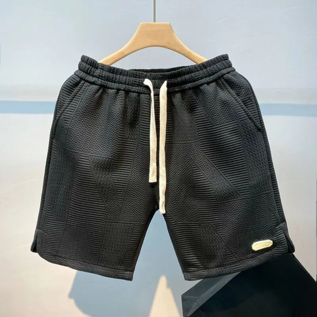 Mænds bølgemønster shorts med snoretræk