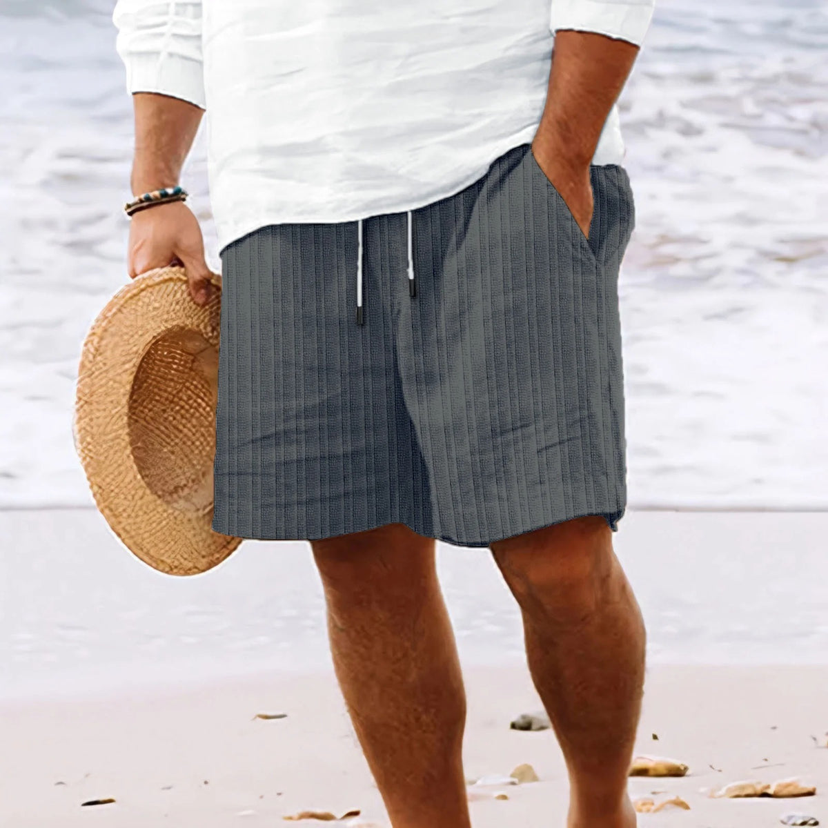 Stribede Jacquard Cord Casual Shorts til mænd
